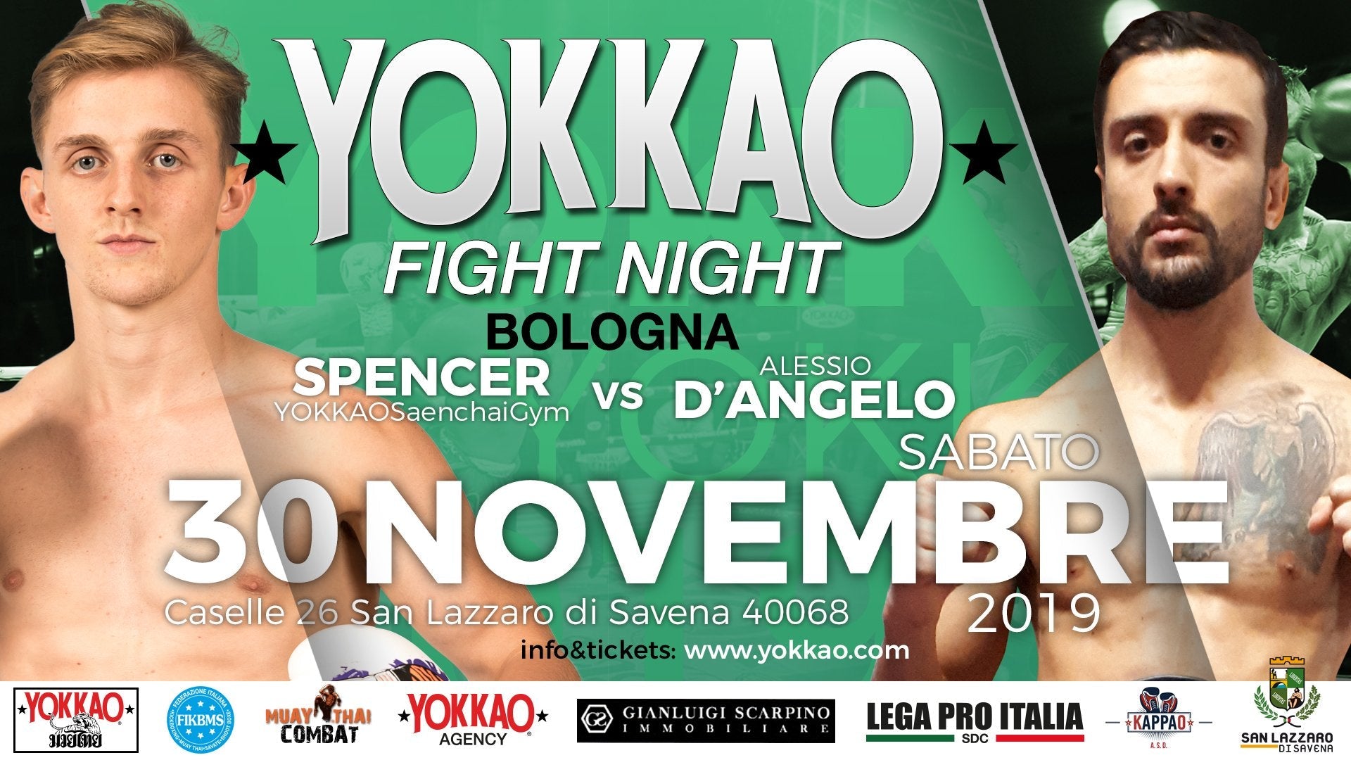 Spencer vs D’Angelo co-headlines YOKKAO Fight Night Bologna-YOKKAO Europe