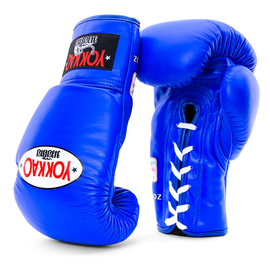 Guantoni da boxe Matrix blu con lacci
