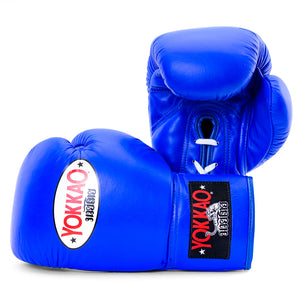 Gants de boxe Matrix bleus à lacets